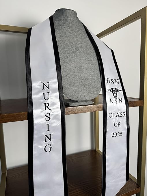 Ovaltag BSN RN Nursing Graduation Stole Class of 2025 With Medical Logo, Gift for Nurse Student