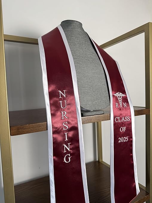 Ovaltag BSN RN Nursing Graduation Stole Class of 2025 With Medical Logo, Gift for Nurse Student