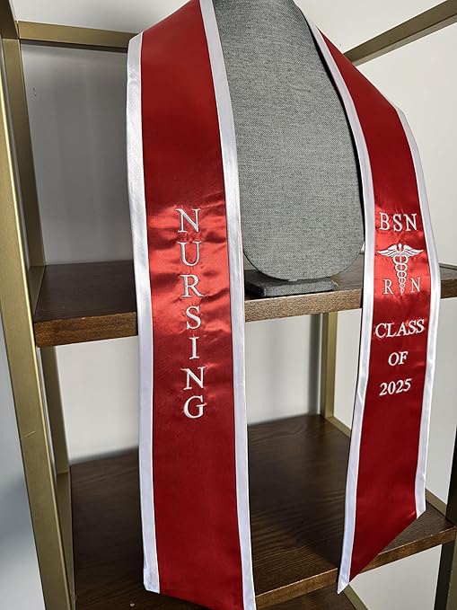 Ovaltag BSN RN Nursing Graduation Stole Class of 2025 With Medical Logo, Gift for Nurse Student