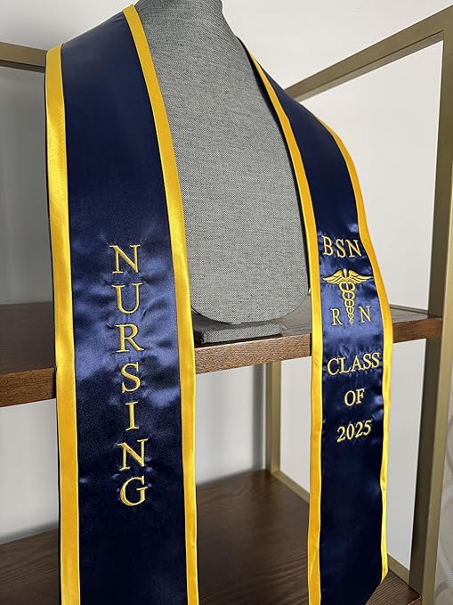 Ovaltag BSN RN Nursing Graduation Stole Class of 2025 With Medical Logo, Gift for Nurse Student