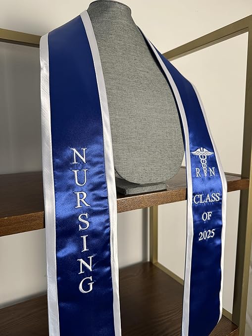 Ovaltag BSN RN Nursing Graduation Stole Class of 2025 With Medical Logo, Gift for Nurse Student