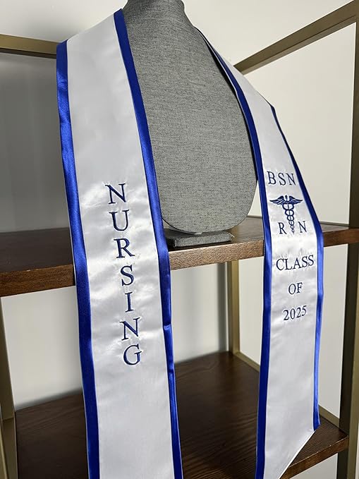 Ovaltag BSN RN Nursing Graduation Stole Class of 2025 With Medical Logo, Gift for Nurse Student