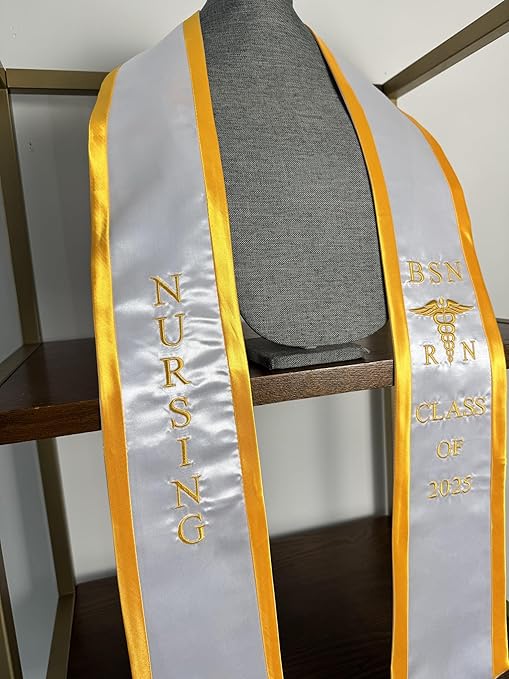 Ovaltag BSN RN Nursing Graduation Stole Class of 2025 With Medical Logo, Gift for Nurse Student