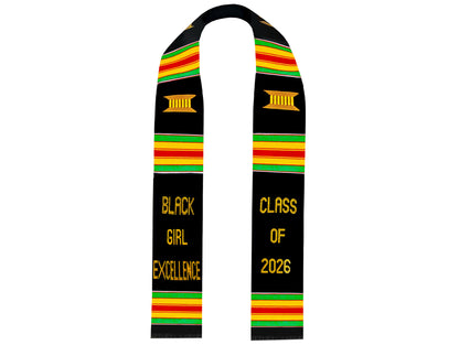 Black Girl Excellence Kente Graduation Stole Class of 2026
