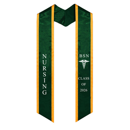 Forest Green with Gold Trim BSN Graduation Stole Class of 2026