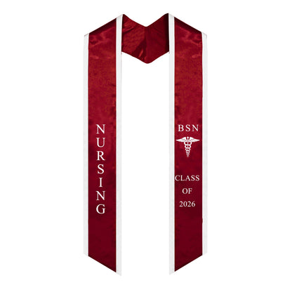 Maroon with White Trim BSN Graduation Stole Class of 2026