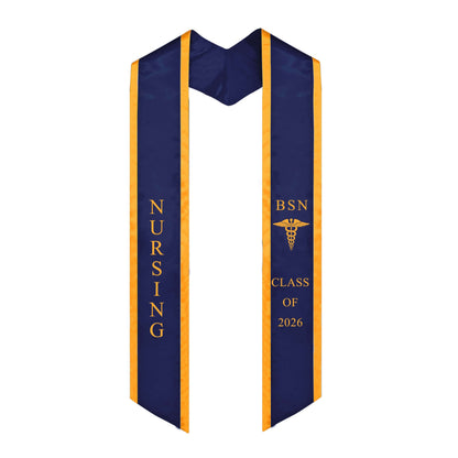 Navy With Gold Trim BSN Graduation Stole Class of 2026