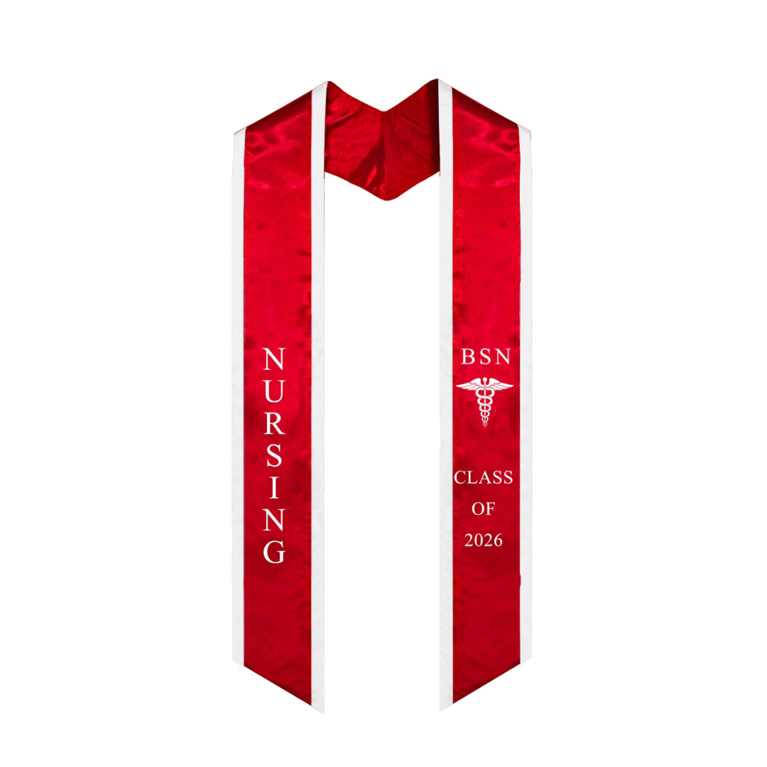Red with White Trim BSN Graduation Stole Class of 2026