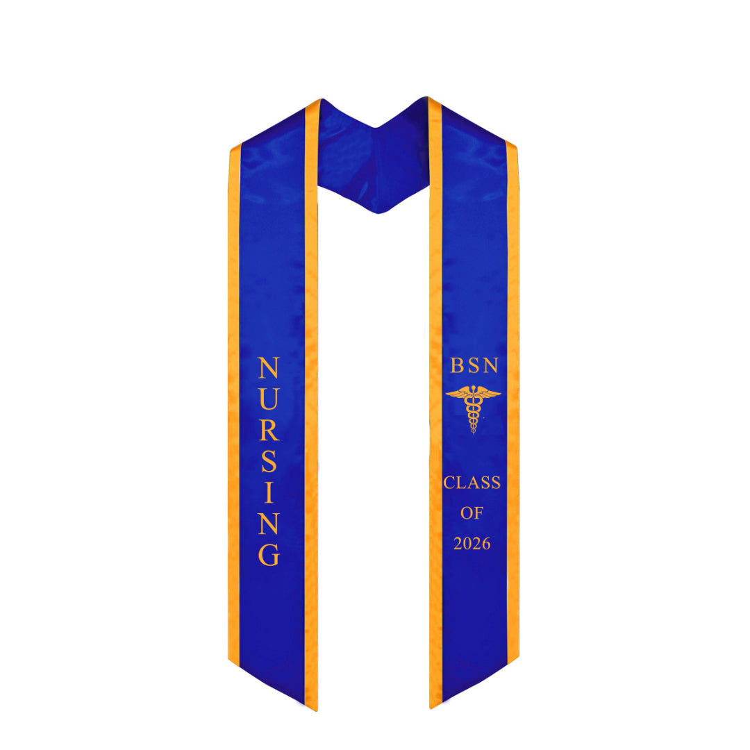 Royal Blue with Gold Trim BSN Graduation Stole Class of 2026