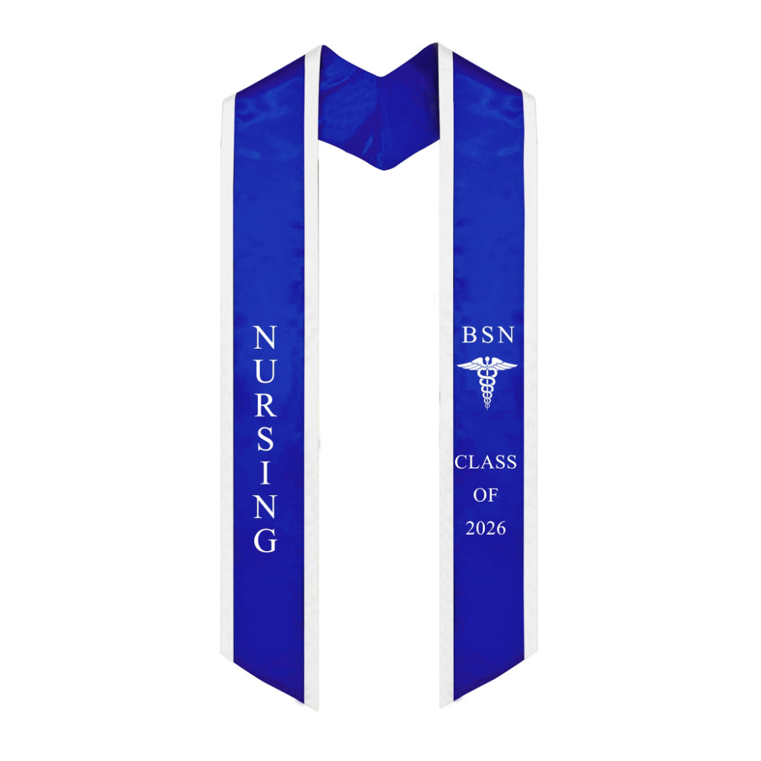 Royal Blue with White Trim BSN Graduation Stole Class of 2026