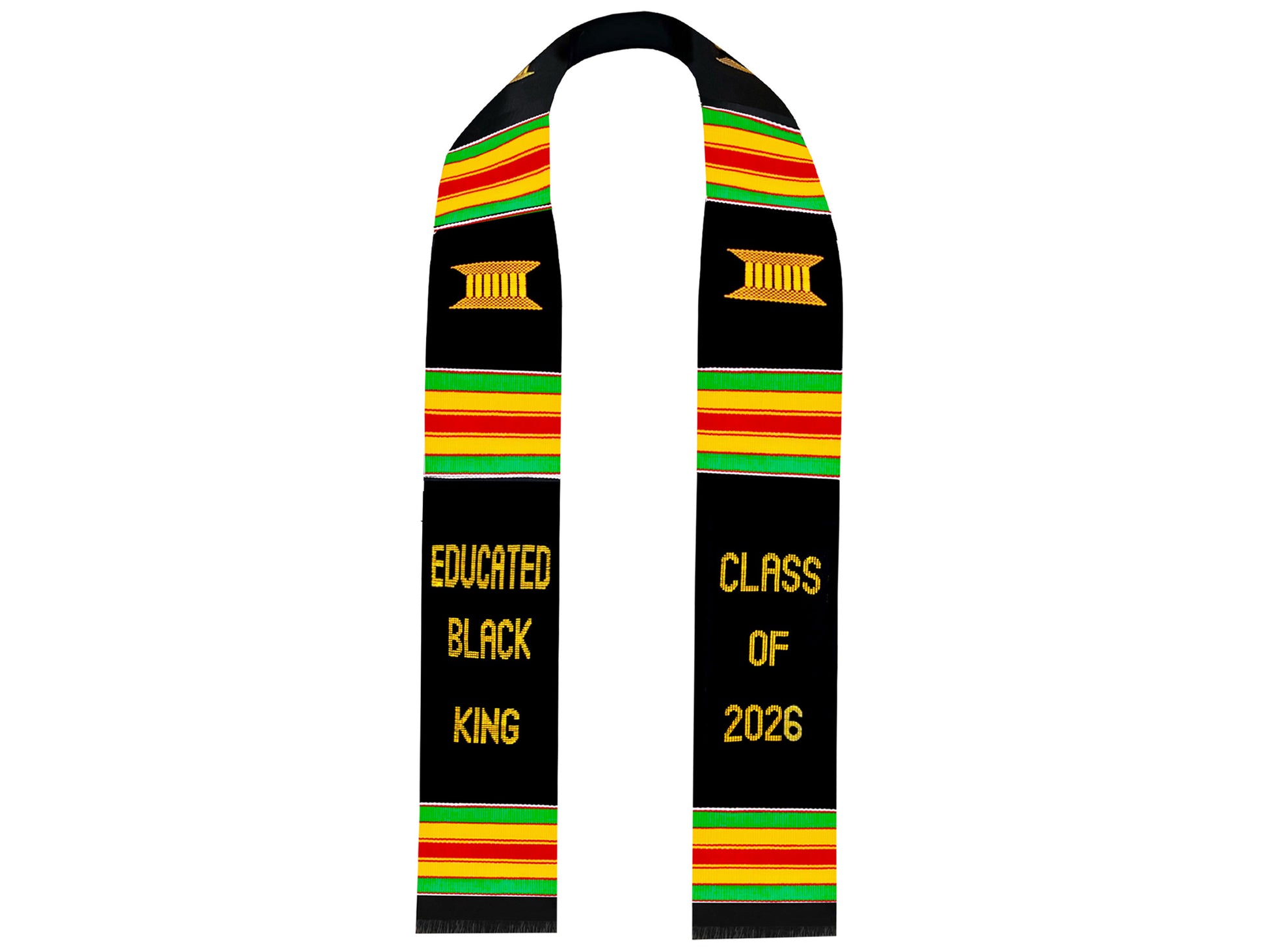 Educated Black King Kente Graduation Stole Class of 2026