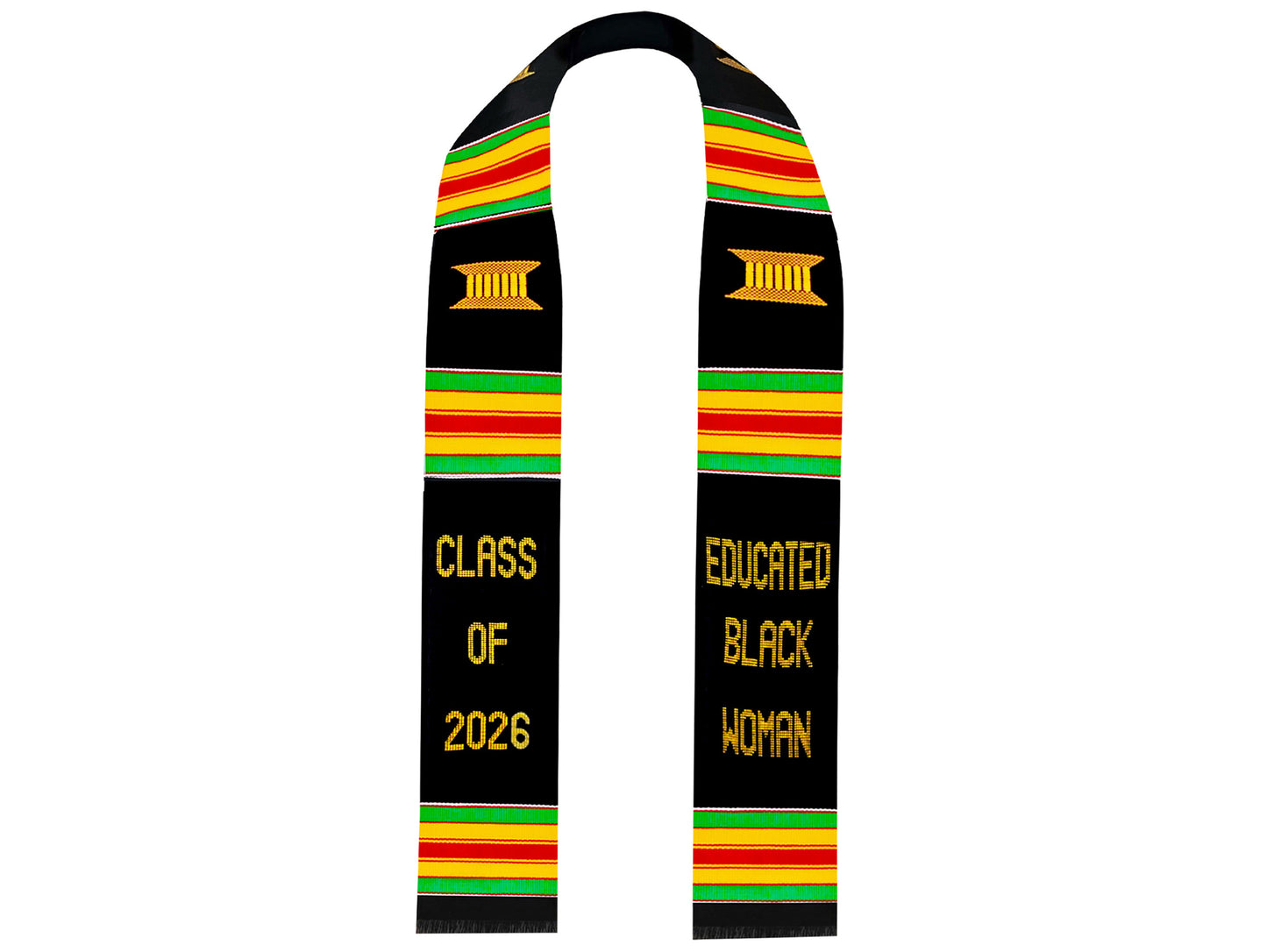 Educated Black Woman Kente Graduation Stole Class of 2026