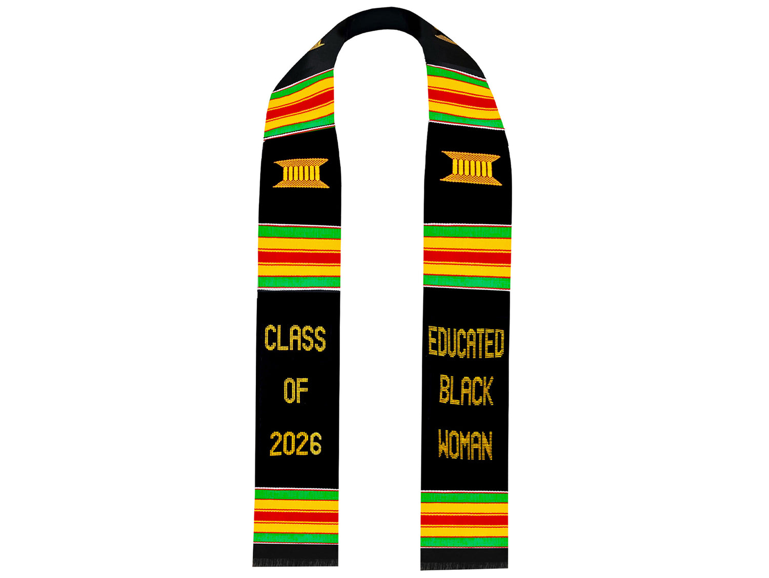Educated Black Woman Kente Graduation Stole Class of 2026