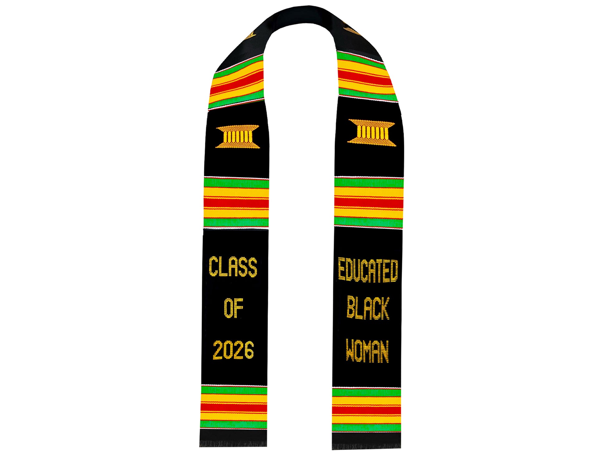 Educated Black Woman Kente Graduation Stole Class of 2026