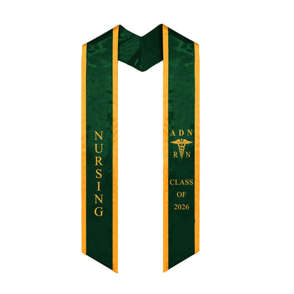 Forest Green With Gold Trim ADN RN Graduation Stole Class of 2026