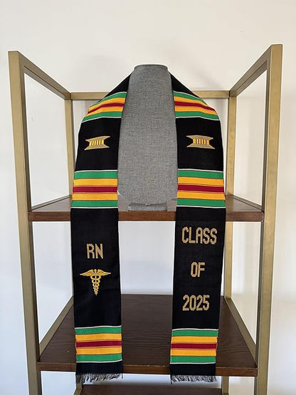 RN Kente Nursing Graduation Stole with Medical Logo Class of 2026