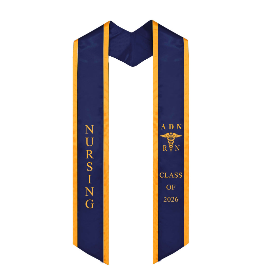 Navy With Gold Trim ADN RN Graduation Stole Class of 2026