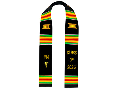RN Kente Nursing Graduation Stole with Medical Logo Class of 2026