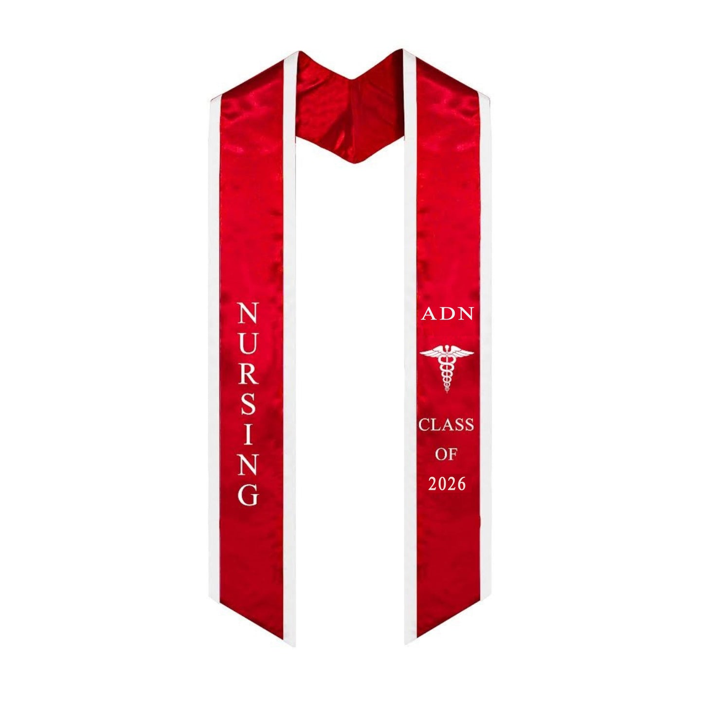 Red with White Trim ADN Graduation Stole Class of 2026