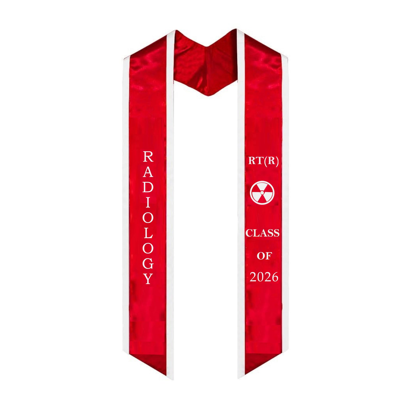 Red with White Trim Radiology Graduation Stole Class of 2026