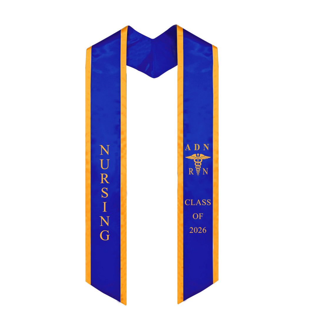 Royal Blue With Gold Trim ADN RN Graduation Stole Class of 2026