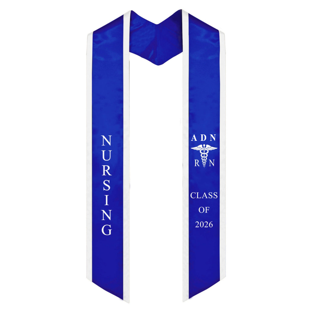 Royal Blue With White Trim ADN RN Graduation Stole Class of 2026