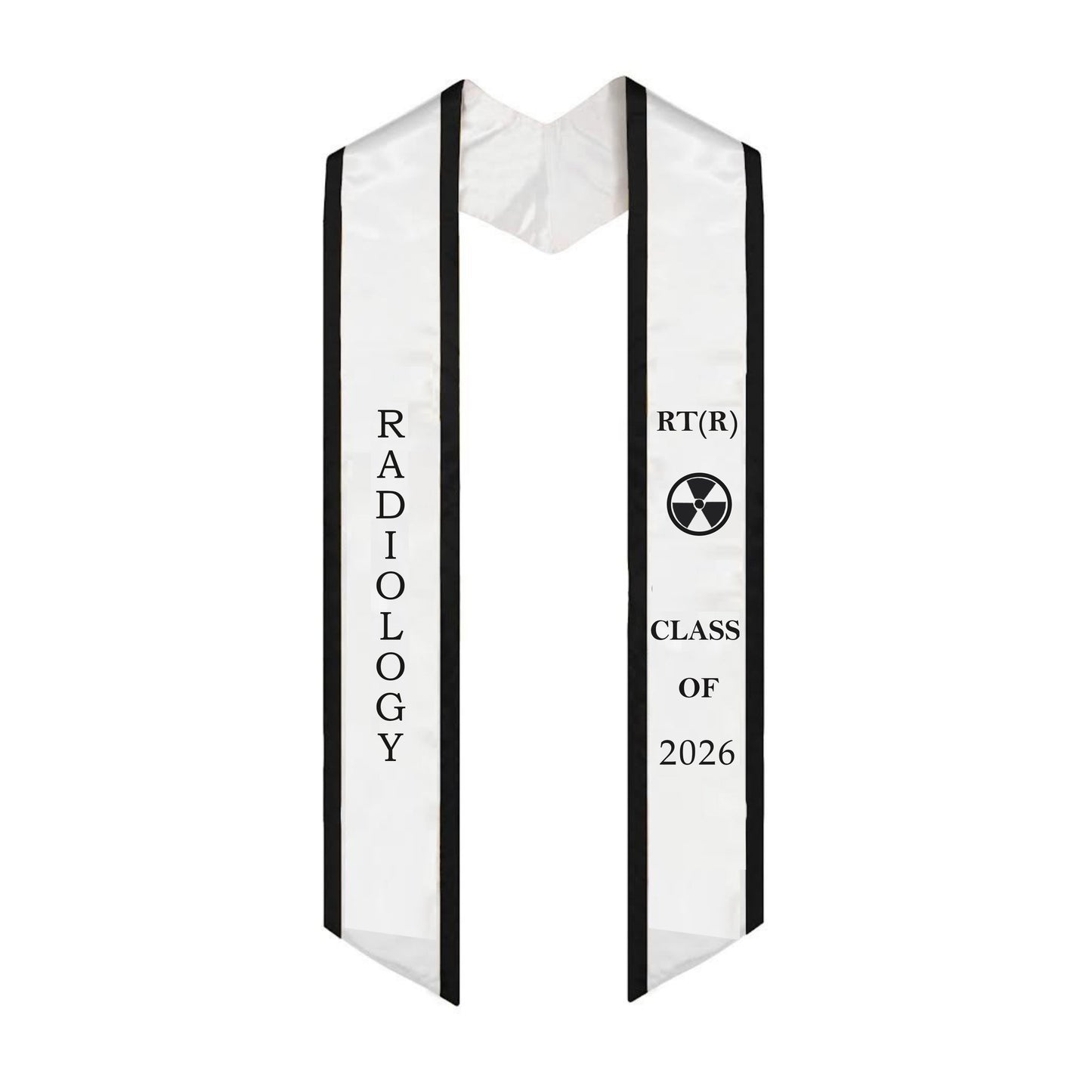 White With Black Trim Radiology Graduation Stole Class of 2026