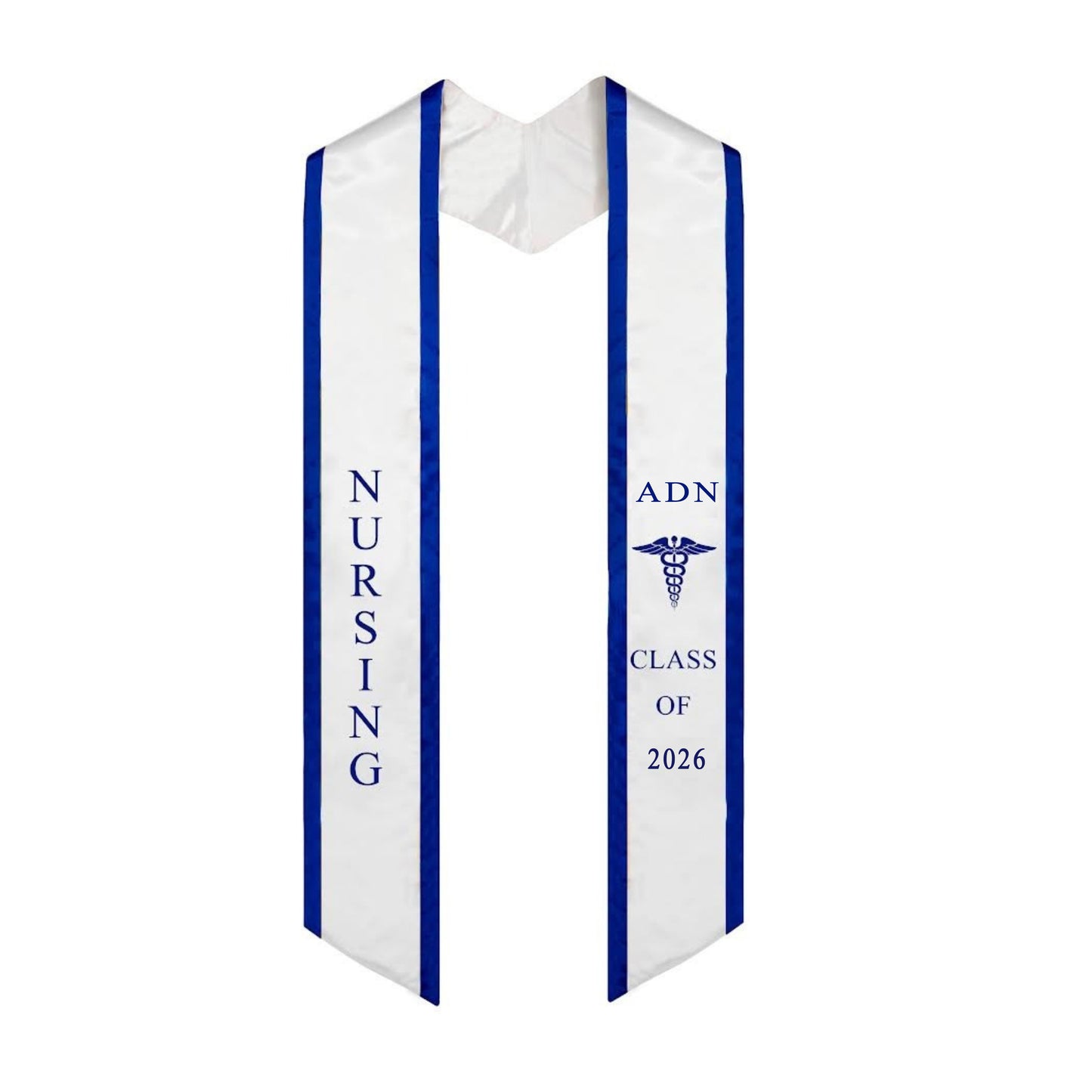 White with Blue Trim ADN Graduation Stole Class of 2026