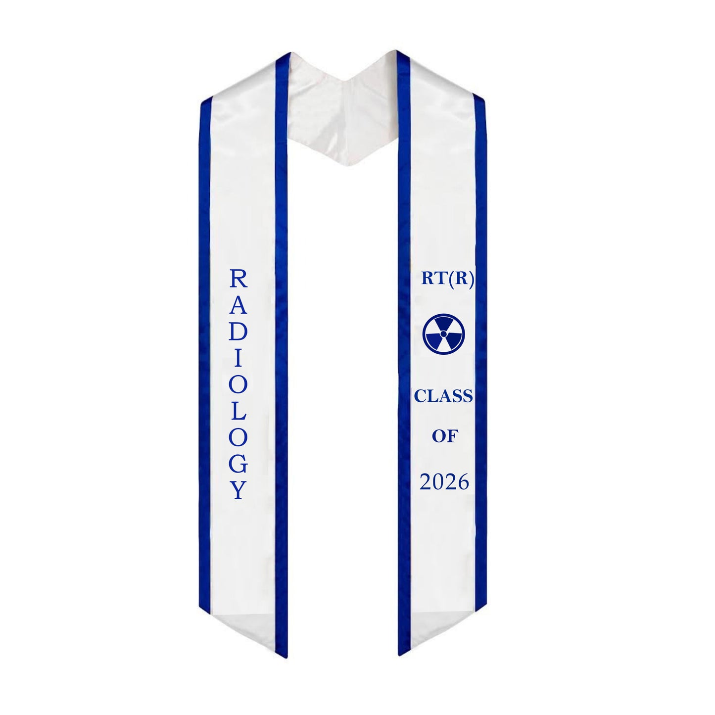 White with Blue Trim Radiology Graduation Stole Class of 2026