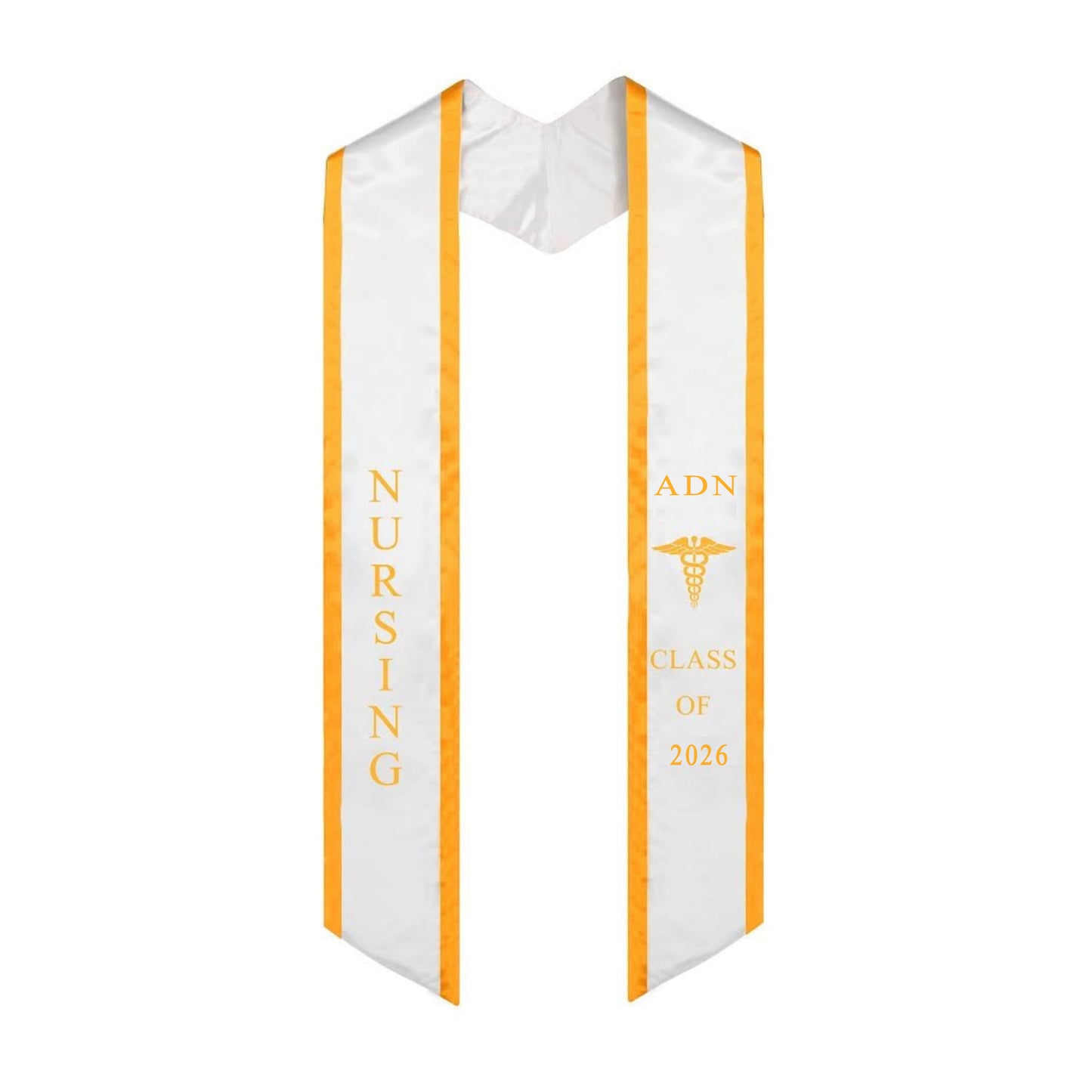 White with Gold Trim ADN Graduation Stole Class of 2026